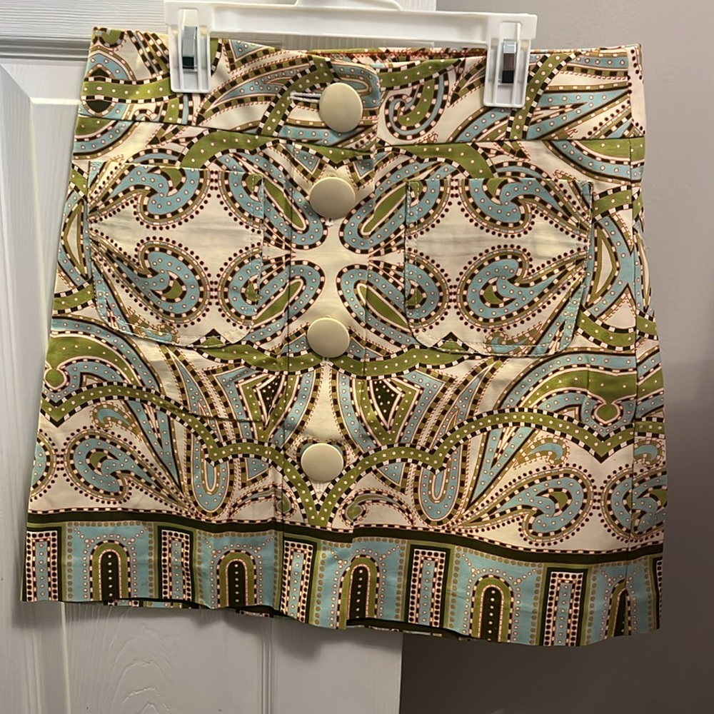 J. Crew Patterned Green and Blue Women's Skirt